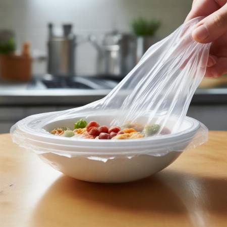“喷水覆盖，保鲜膜与食物间留空
