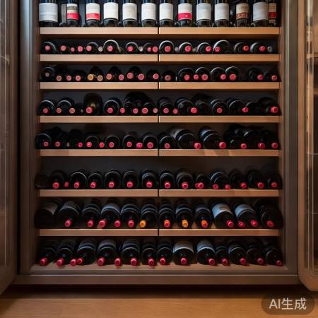 酒柜尺寸适中，红酒排列美观