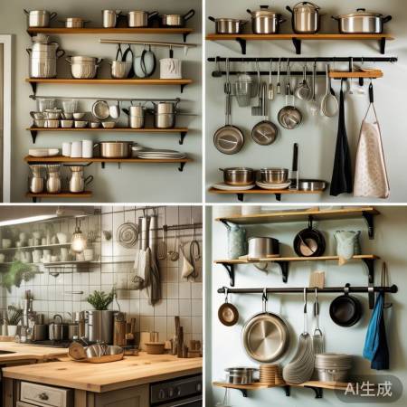 厨房墙面挂钩,空间节省有序