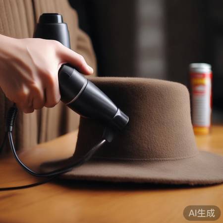 用吹风恢复毛绒帽