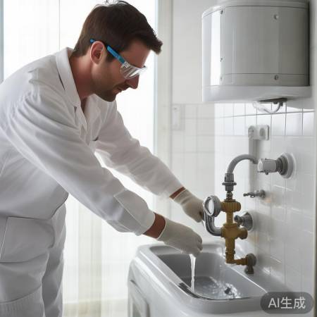 热水器安装完成，热水流出。