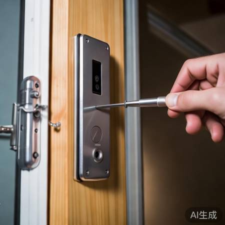 安装指纹锁,螺丝勿过紧