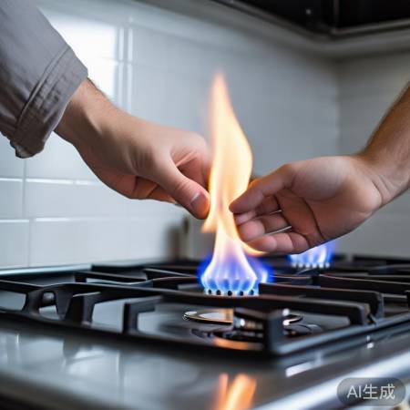 燃气阀门开启，火焰熊熊。