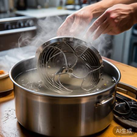 “热水浸泡油烟机部件”