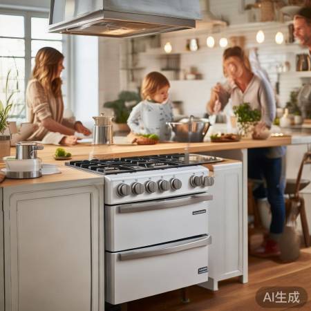 双热风集成灶白色，厨房生活新选择