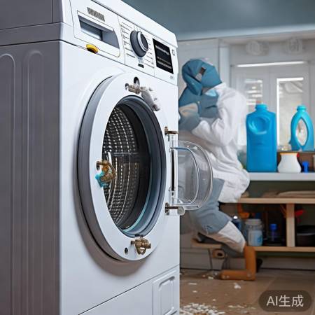 洗衣机不进水,检查进水阀。