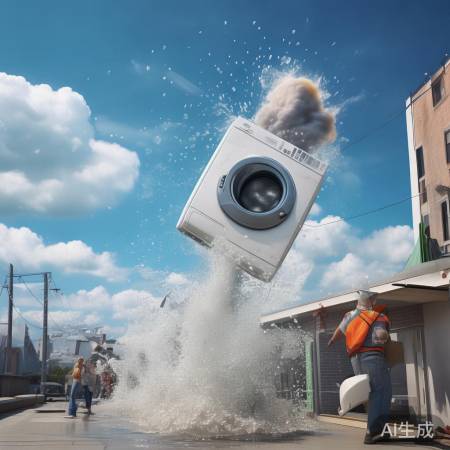 高空作业意外，洗衣机坠楼砸人