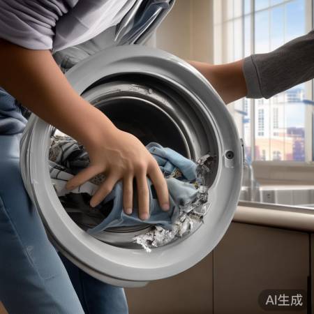 洗衣机内衣物卡住,手或钳子取出